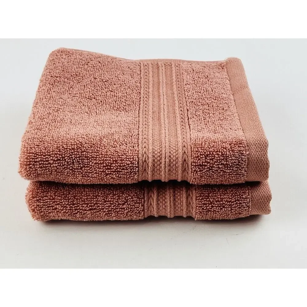 2 Brooks Brothers Turkish Wash Cloths Orange Peach Pink Color Zero Twist Cotton